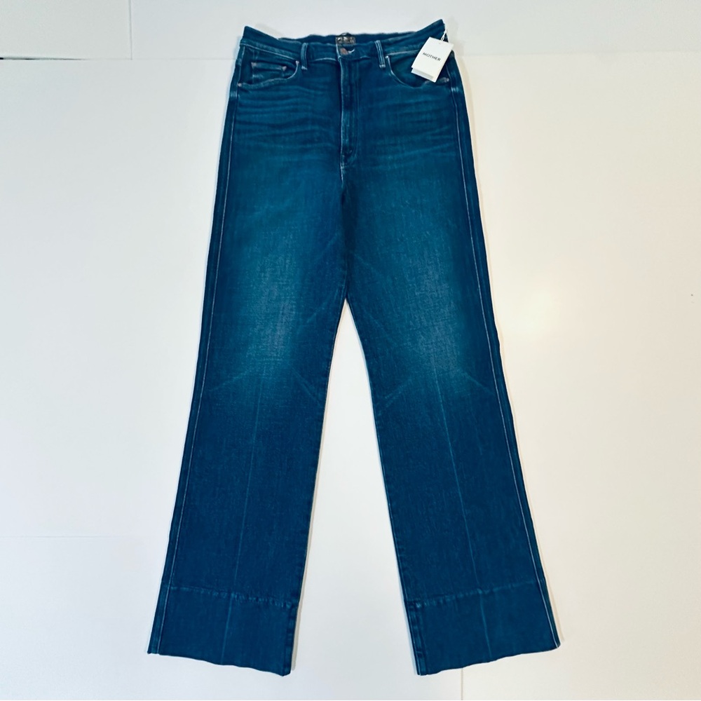 MOTHER Wide Leg Jeans in Dark Blue Denim